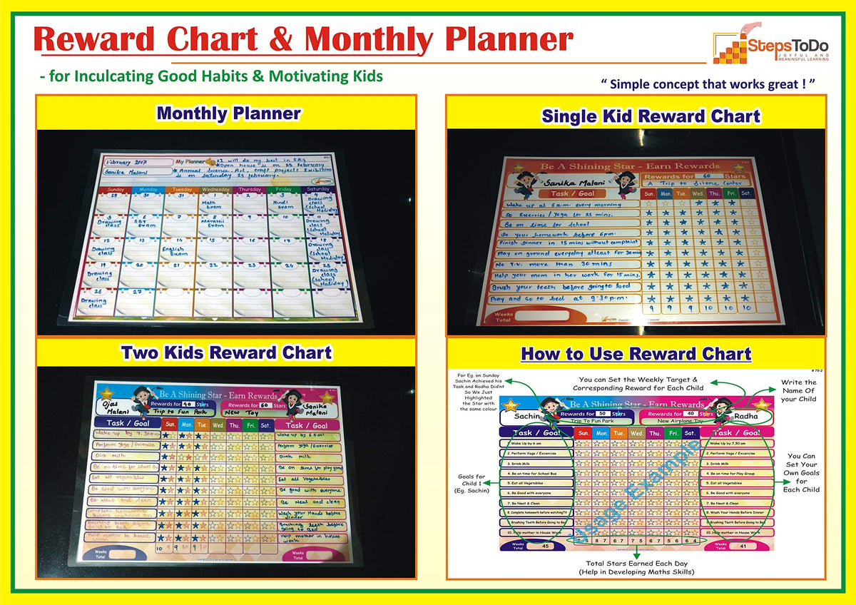 Write-Wipe Reward Chart & Monthly Planner with Marker