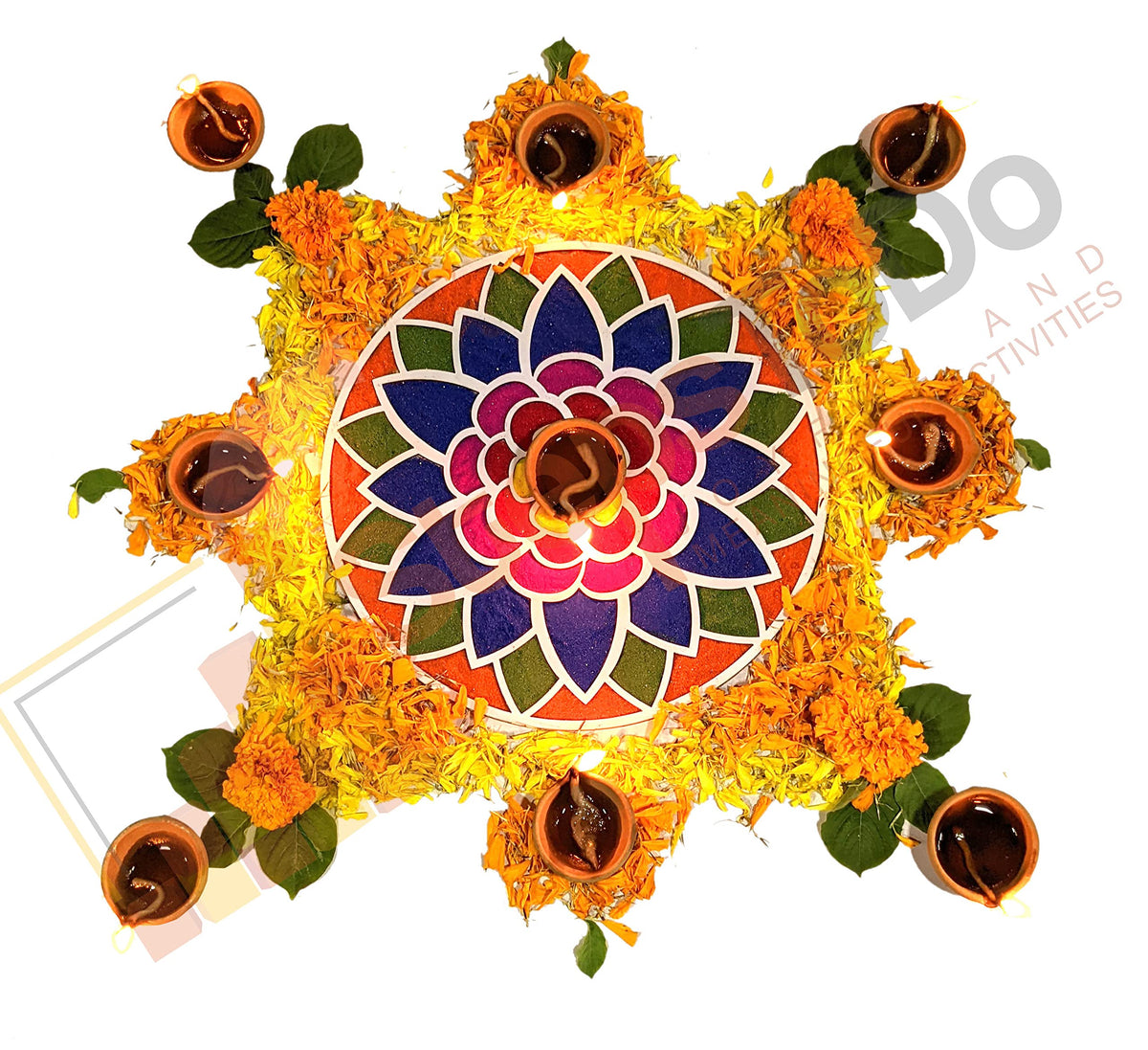 Reusable Rangoli Making Frame with Wooden Base