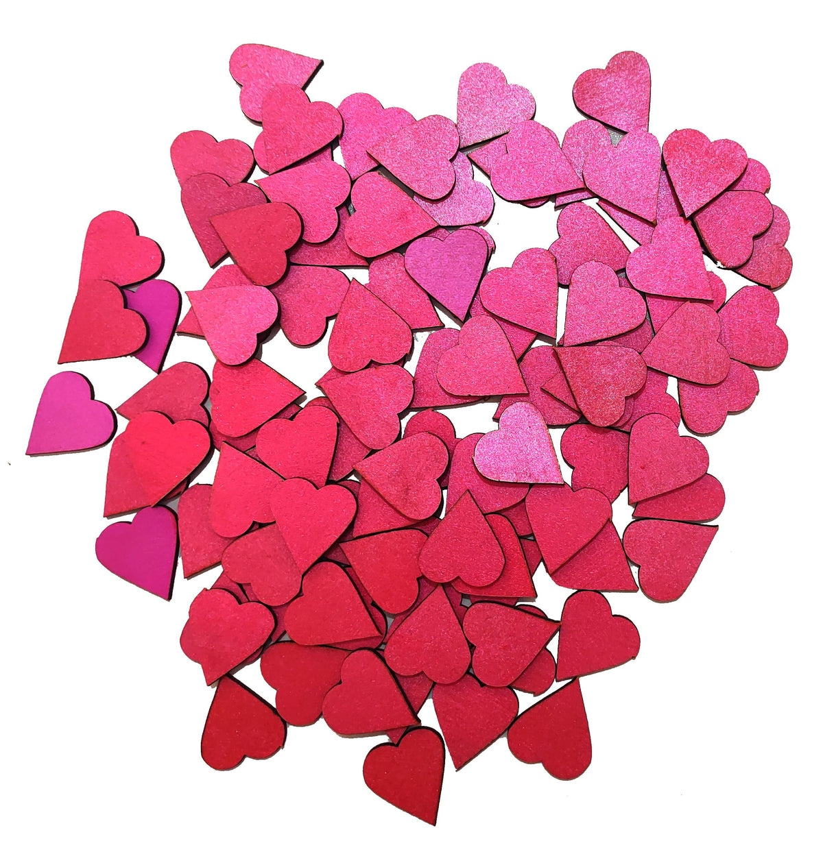 Bright Pink Wooden Heart Cutouts – Pack of 100