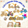 StepsToDo Mandala & Truck Art Kit | Vibrant Indian Art Fusion | Set of 5 Premium Wooden Pre-Engraving Cutout with Acrylic Colors, Mandala Tools, Painting/Display Stand. DIY Fridge Magnets.