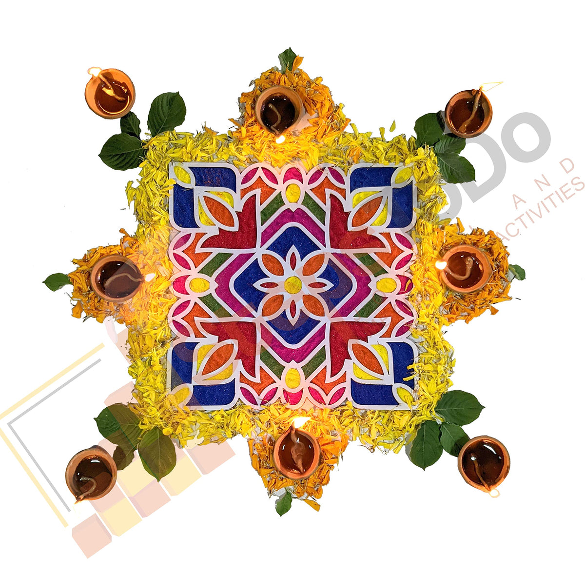 Reusable Rangoli Making Frame with Wooden Base