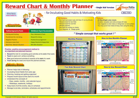 Write-Wipe Reward Chart & Monthly Planner with Marker