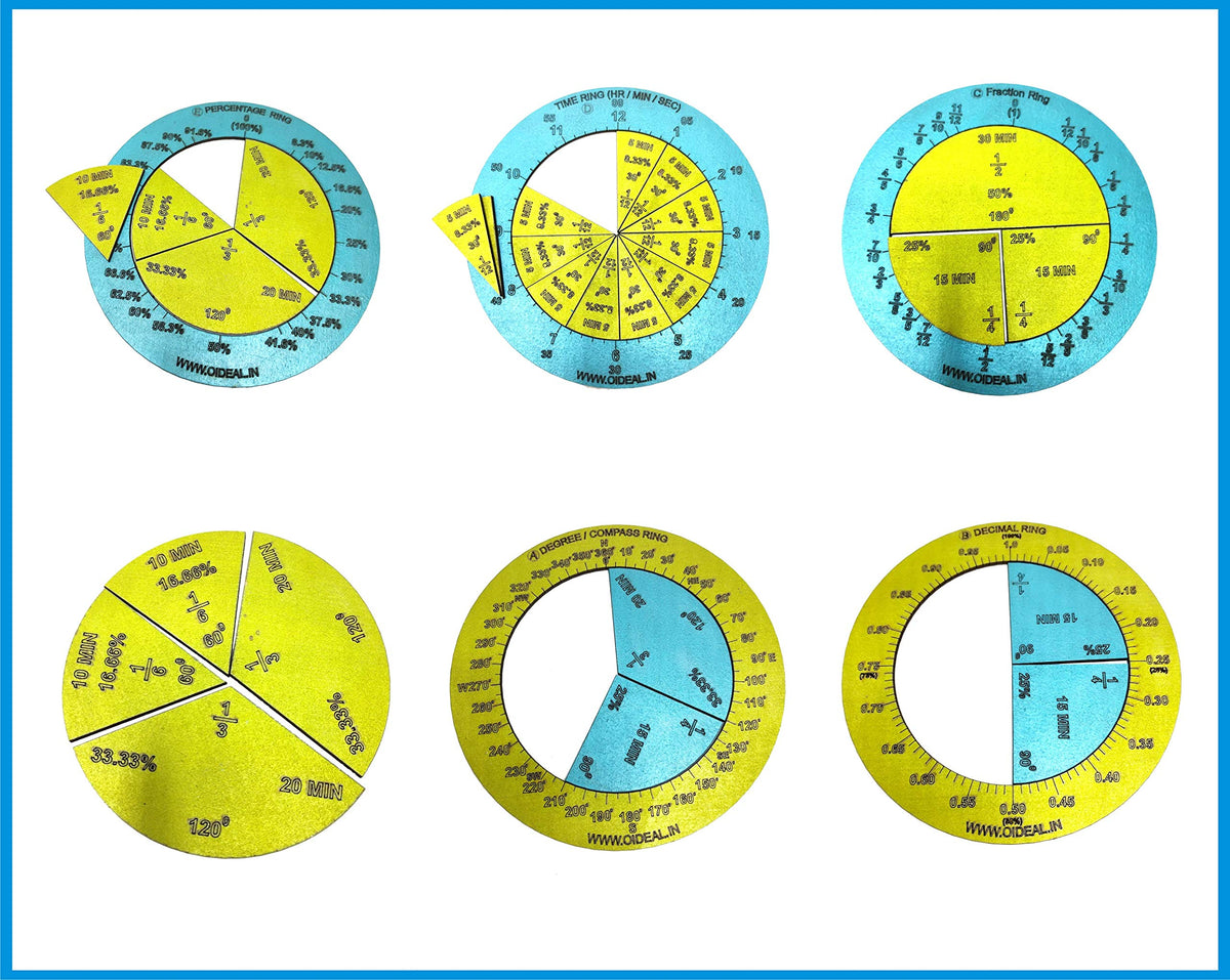 Advanced Fraction Kit – 78 Tiles, Circles & Rings, Multicolour