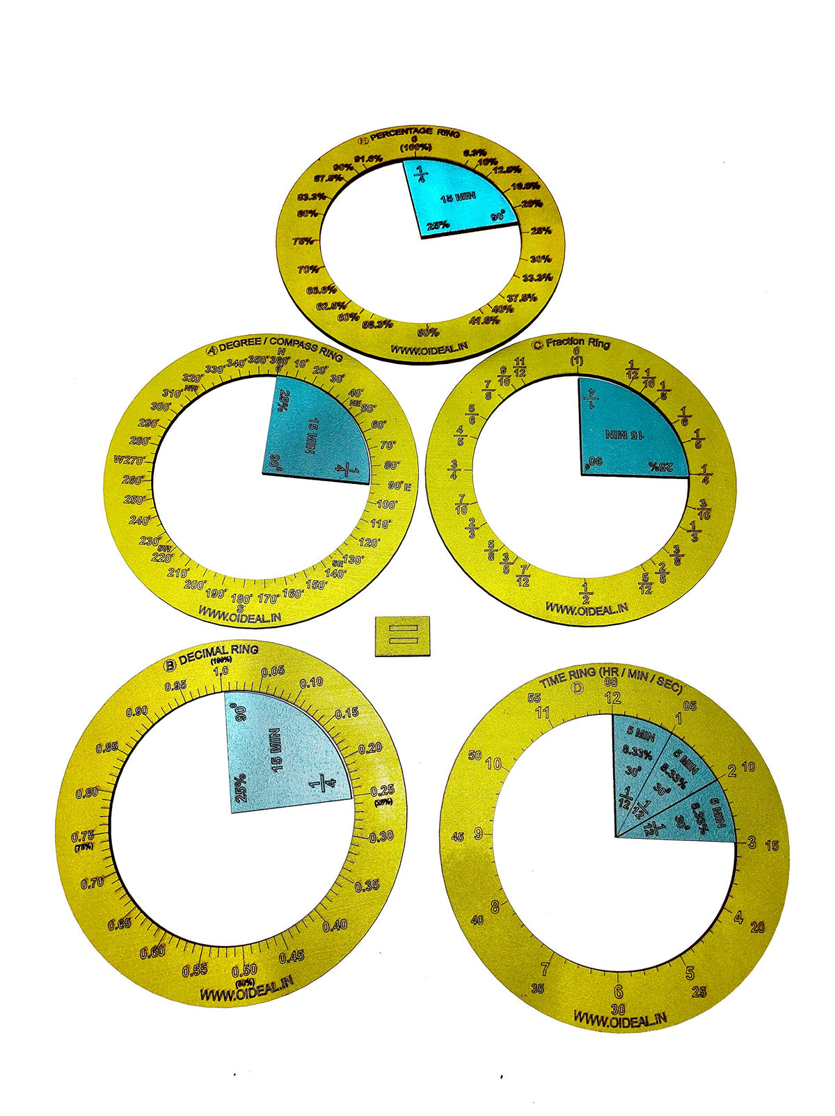 Advanced Fraction Kit – 78 Tiles, Circles & Rings, Multicolour