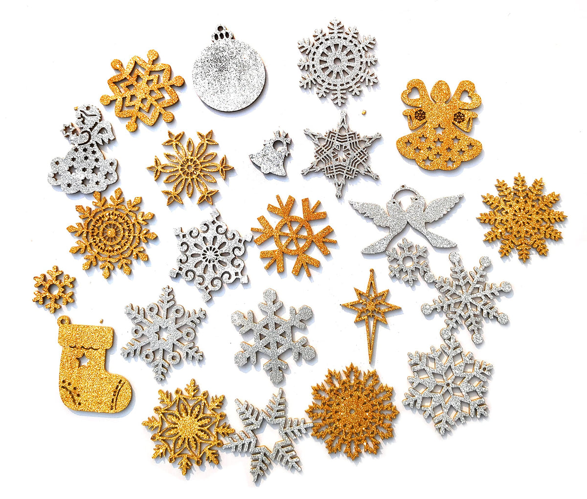 Gold/Silver Foam Snowflake Ornaments – 45 Pieces