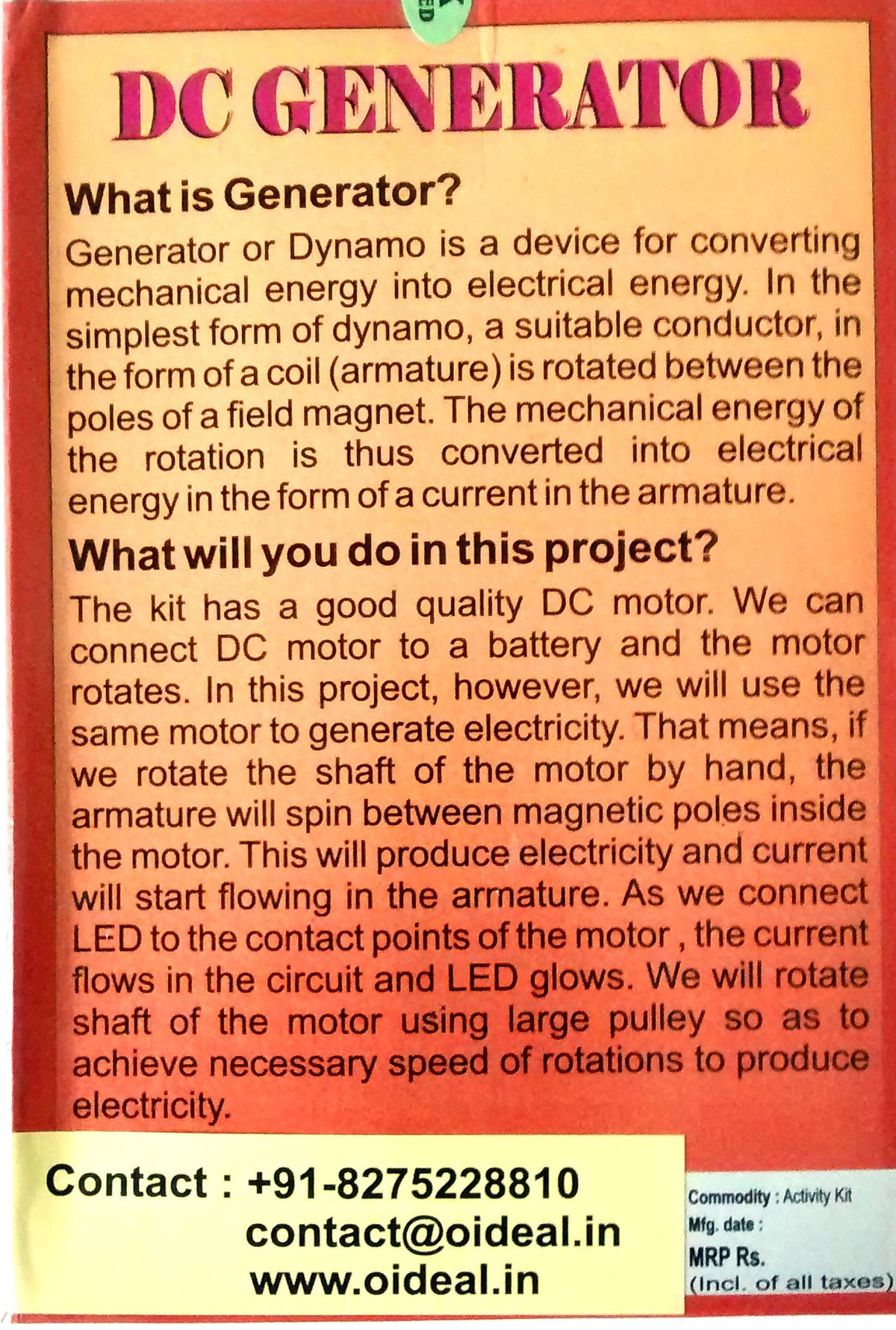 DIY DC Generator Making Kit