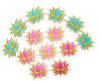 StepsToDo _ Golden Framed Lotus Flower Shape Wooden Cutout (Set of 12) | Rose Pink (6) & Ocean Blue (6) | DIY Rangoli | For Diwali, Dashera, Pooja, Festival, Wedding Decorations | Festive Gift (T322)