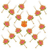 StepsToDo _ Pink & Green Wooden Lotus Handcrafted Hanging / Latakans | Hand Painted Lotus Decorative Hanging Wall Decoration | Diwali, Dashera, Pooja, Festival Gift, Wedding Decorations. (T330)