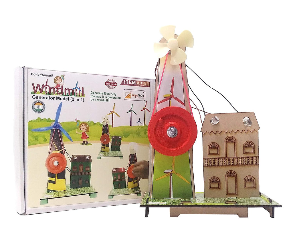 StepsToDo _ Wind Turbine Making Kit | DIY Windmill Generator Model | Electricity from Flowing Air | DIY Science Project | Science Teaching & Learning Aid (T267)