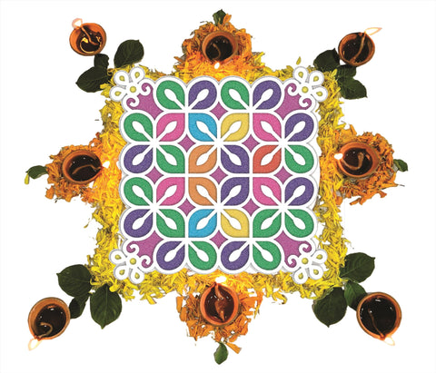 Reusable Floating Rangoli Mat – Design 30, 11.5 Inch