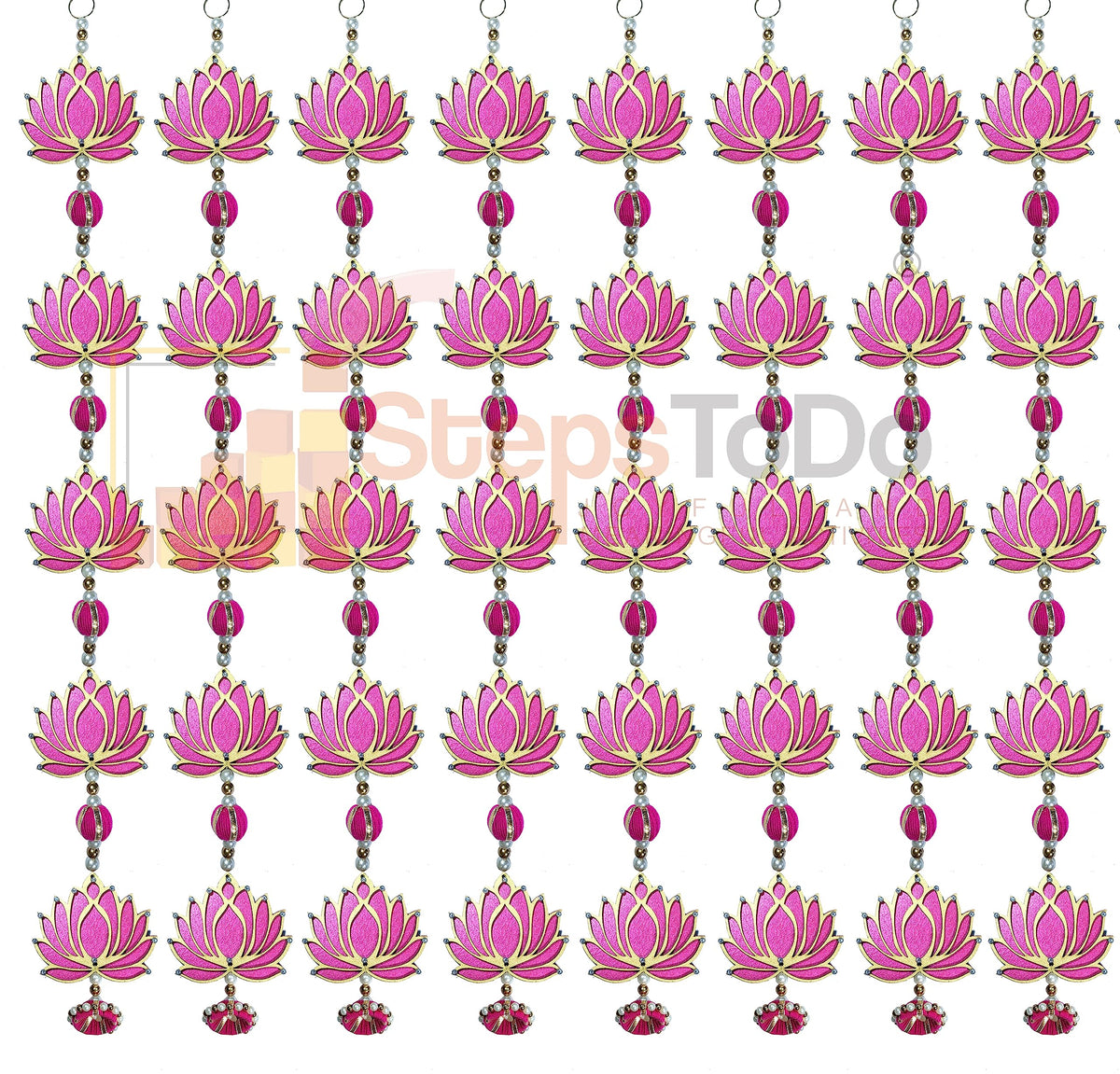 Handmade Pink Five-Tier Lotus Garlands (Large, 10")