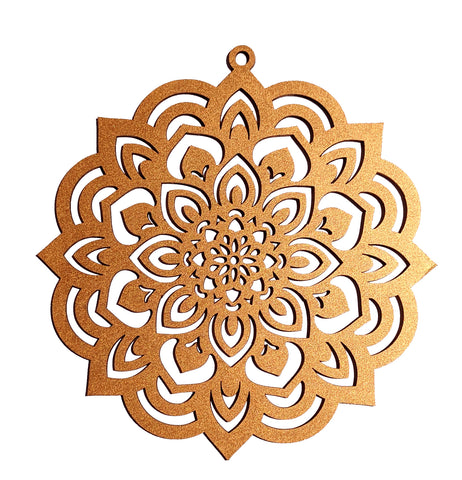 StepsToDo 'Lotus Mandal A' (Metallic Bronze, 11.5 inch) | Wooden Sacred Geometry Art | Hand painted room hanging, wall decor | Spiritual Gift | Multiple design choices are available (T379)