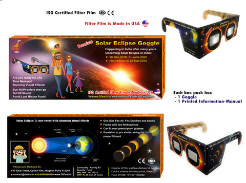 StepsToDo _ Premium Solar Eclipse Goggle| Eclipse Viewer Glasses | ISO Certified Filter Film | Fits children and adults