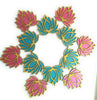 StepsToDo _ Golden Frame Lotus Cutouts (Set of 12) | Rose Pink (6) + Ocean Blue (6) | DIY Rangoli, Home Decor, Decoration for Festival, Pooja, Wedding & Festival Gift (HU-GHT4-O7OV)