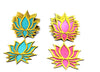 StepsToDo _ Golden Framed Lotus Flower Shape Wooden Cutout (Set of 12) | Rose Pink (6) & Ocean Blue (6) | DIY Rangoli | For Diwali, Dashera, Pooja, Festival, Wedding Decorations | Festive Gift (T322)