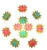 StepsToDo _ Golden Framed Lotus Flower Shape Wooden Cutout (Set of 12) | Rose Pink (6) & Ocean Blue (6) | DIY Rangoli | For Diwali, Dashera, Pooja, Festival, Wedding Decorations | Festive Gift (T322)