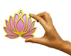 StepsToDo _ Wooden Lotus Cutouts | Golden & Rose Pink (Set of 6) | DIY Rangoli Kit (T305)