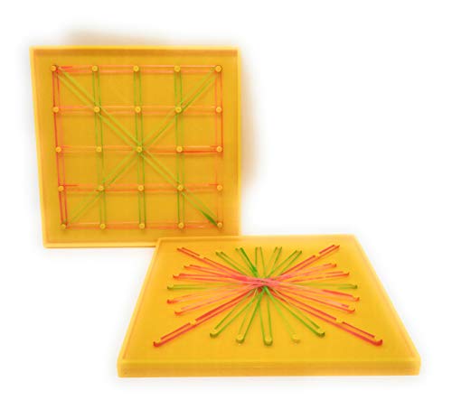 StepsToDo _ Circular and Square Geoboard (7 X 7 Inches) | With Rubber Bands and Instruction Manual | Math Learning & Creative Exploration (T202)