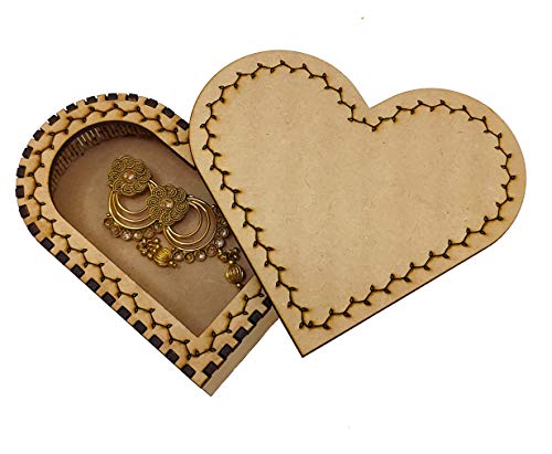 StepsToDo _ Heart Shaped Wooden Box | Elegant Designer Decorative Art | Vanity Box Use for Gifts, Chocolate, Jewelry storage (T280_P2)