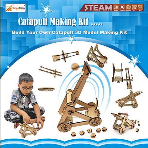 StepsToDo _ Wooden Catapult Making Kit | DIY STEM Model Kit | Make Your Own Catapult | Hands on Learning Toy (T288)