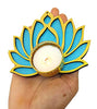 StepsToDo _ Wooden Lotus Cutouts | Golden & Ocean Blue (Set of 6) | DIY Rangoli Kit (T304)