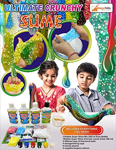 Ultimate Crunchy Slime Making Kit | Make 20+ Crunchy Slime (25 ml each) | Slime Mix (600 ml) + Slime Activator (200 ml) + and more (T291)