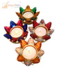 StepsToDo _ Crystal lamp/Diya (Set of 4) | Handmade Earthen Clay Diya | Multicolour | Diwali Decoration, Rangoli (T251)