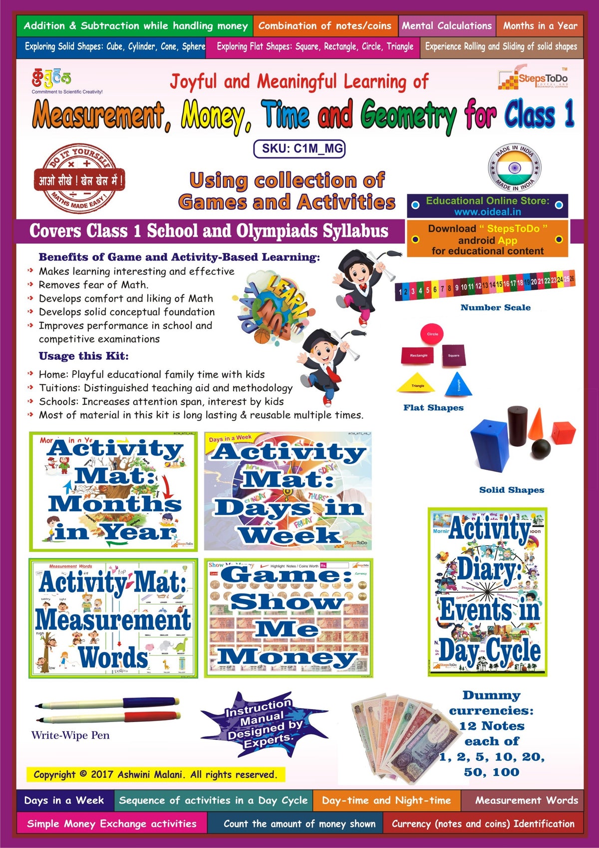 Class 1 Measurement, Money, Time & Geometry Activities