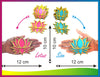 StepsToDo _ Golden Framed Lotus Flower Shape Wooden Cutout (Set of 12) | Rose Pink (6) & Ocean Blue (6) | DIY Rangoli | For Diwali, Dashera, Pooja, Festival, Wedding Decorations | Festive Gift (T322)