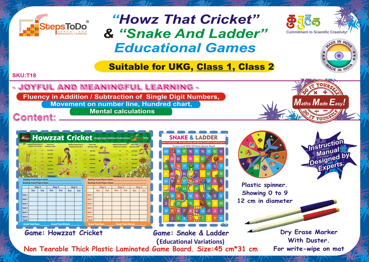 Howz That Cricket & Snakes and Ladders – Addition & Subtraction Games