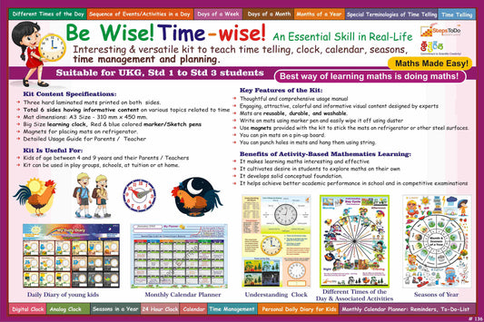 Time & Calendar Learning Kit with Dummy Clock, Diary & Planner
