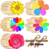 Decorative Flower Cut-Out Craft Kit (Set of 50) | 5 Different Flower Cut-Out (10 Cutouts of Each flower) | Unfinished Wooden Cut-Outs Tags | DIY Crafts Painting Festive Gift Set (T325)