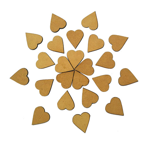 Wooden Heart Shaped Blank (Pack of 100) Cut-Out | Beige Colour | DIY Craft Pieces for Any Decoration, DIY Rangoli, Card Making, Sign Making Art and Craft Projects (T317)