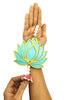 StepsToDo _ Two Sided Hanging Lotus Wooden Cut-Out/Latakan/Backdrops | Rose Pink and Ocean Blue Colored Handicraft | Gift Pack & Decoration for Diwali, Dashera, Pooja, Decorations, Festival Gift, Wedding Decorations (T326)