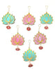 StepsToDo _ Two Sided Hanging Lotus Wooden Cut-Out/Latakan/Backdrops | Rose Pink and Ocean Blue Colored Handicraft | Gift Pack & Decoration for Diwali, Dashera, Pooja, Decorations, Festival Gift, Wedding Decorations (T326)