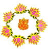 StepsToDo 'Rose Pink - Golden' Lotus Flower Wooden Cutouts (Set of 12) | DIY Rangoli Kit | For Rangoli, Diwali, Dashera, Festival, Wedding Decoration (T327)