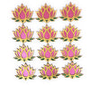 StepsToDo 'Rose Pink - Golden' Lotus Flower Wooden Cutouts (Set of 12) | DIY Rangoli Kit | For Rangoli, Diwali, Dashera, Festival, Wedding Decoration (T327)