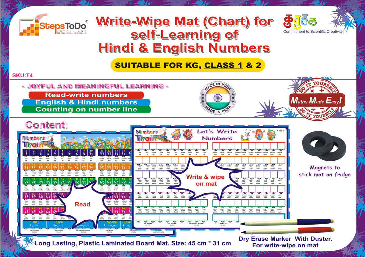 Hindi & English Numbers Write-Wipe Mat